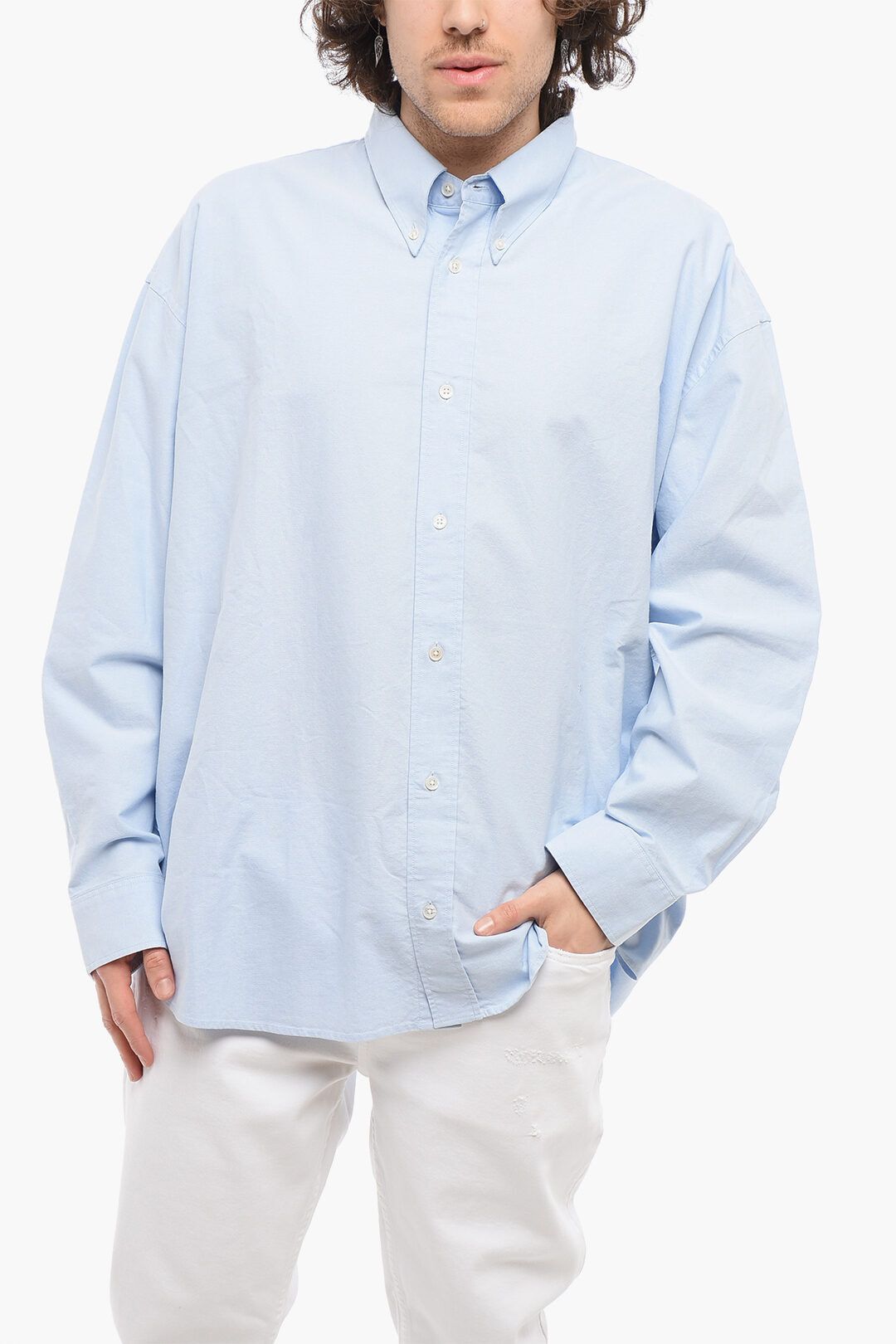 솔리드 컬러 셔츠 넥 카라 Solid Color RUSKIN Shirt with Button-Down Collar 650470