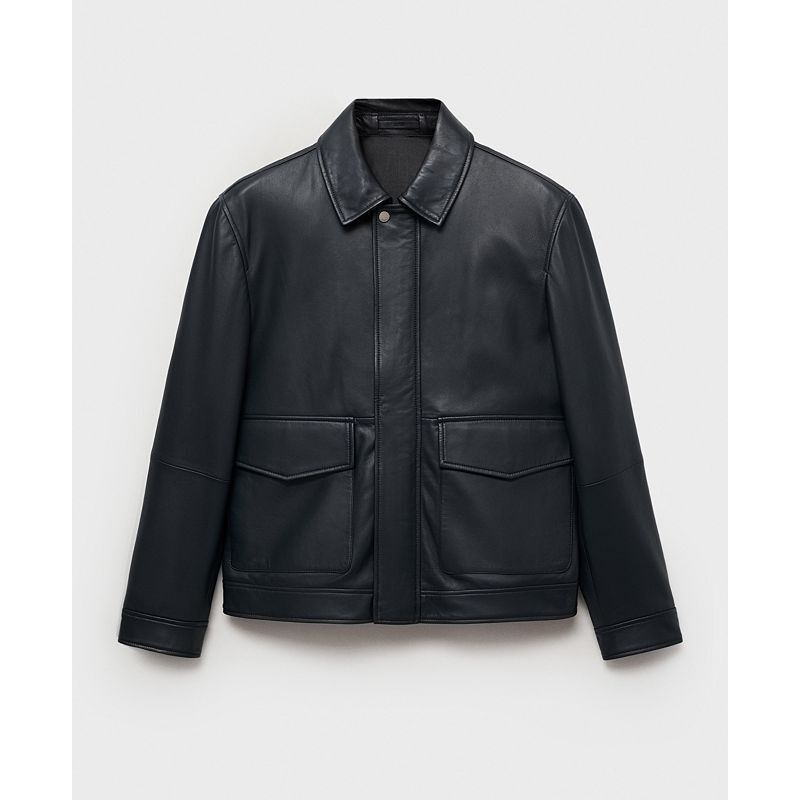 남성 나파 가죽 자켓 Men's Pocketed Nappa Leather Jacket 20727236 Night Blue