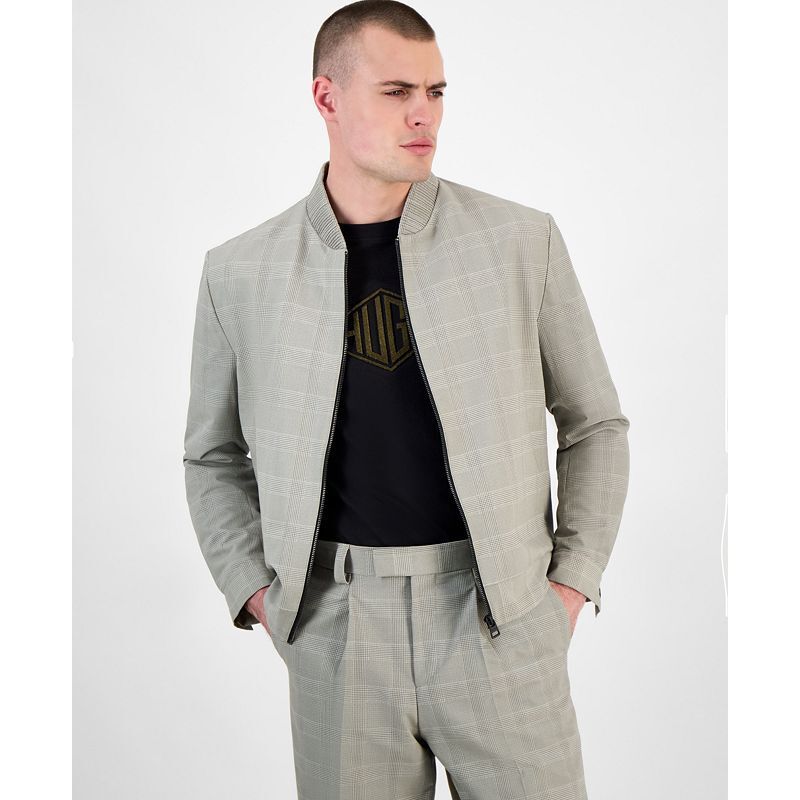남성 글렌 체크 집업 봄버 자켓 Men's Ukashi252f1x Modern-Fit Glen Check Full-Zip Bomber Jacket 20730007 Green