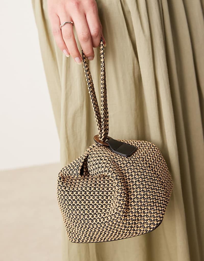 Cookie-Clutch-Handtasche aus Stroh 207827645Neutral