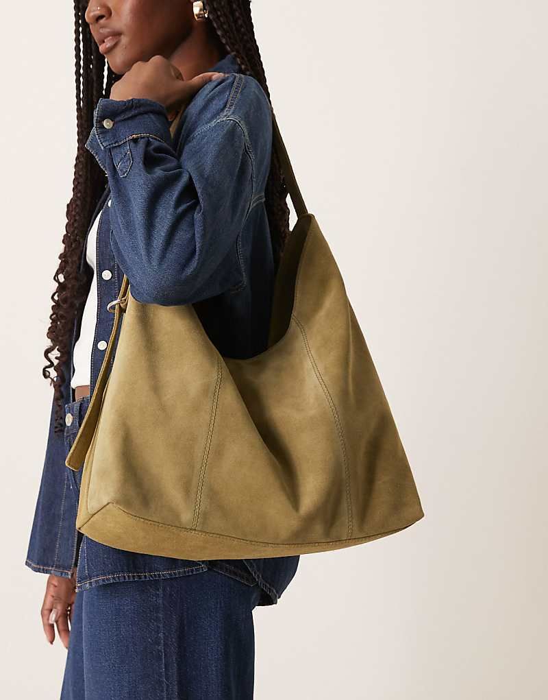 카키 Locker geschnittene Tragetasche aus Wildleder in Khaki 207439152Khaki