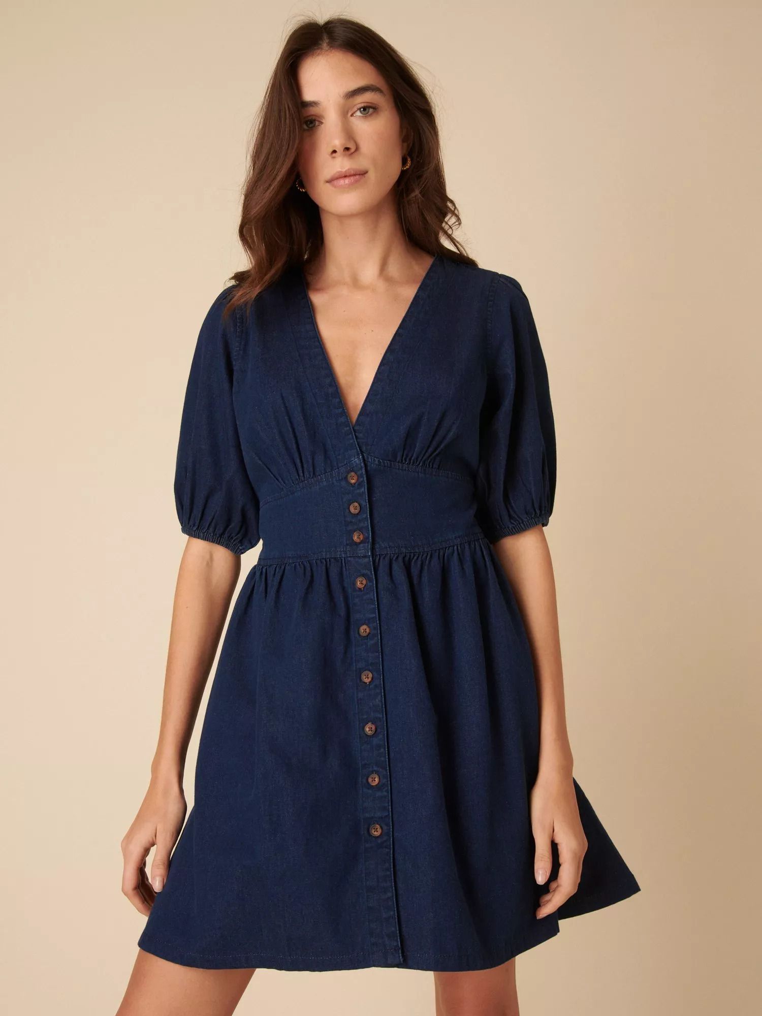 오가닉 코튼 데님 미니 드레스 블루 Starlight Pure Organic Cotton Denim Mini Dress, Blue 113260818