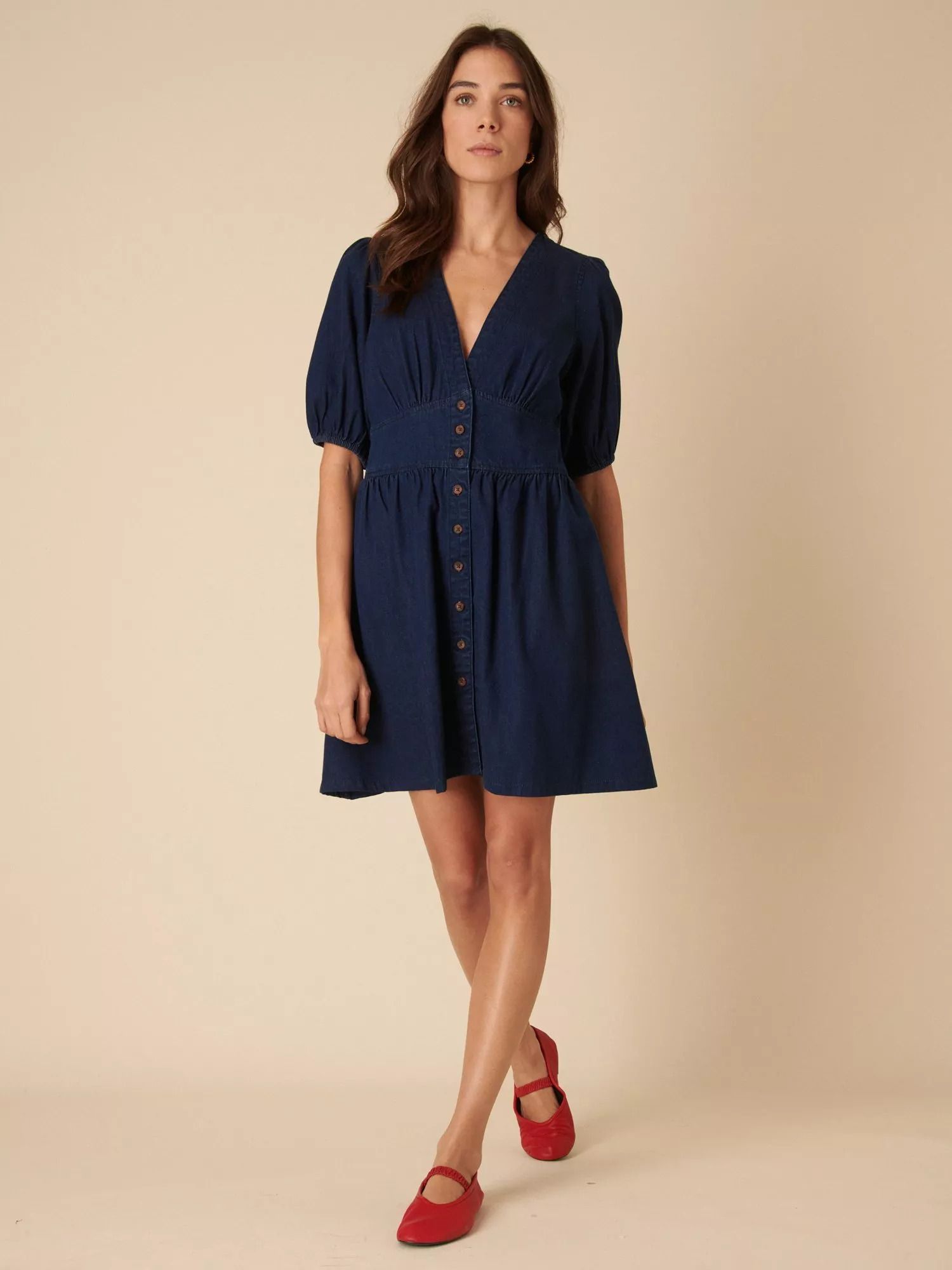 오가닉 코튼 데님 미니 드레스 블루 Starlight Pure Organic Cotton Denim Mini Dress, Blue 113260818