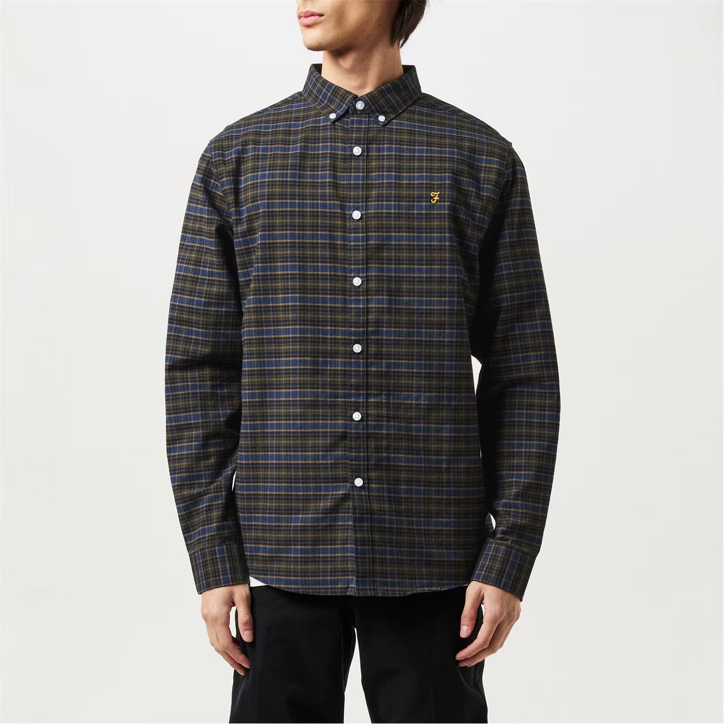 슬림 핏 체크 셔츠 블랙 시계 Farah Alban Slim Fit Check Shirt Black Watch 57393103