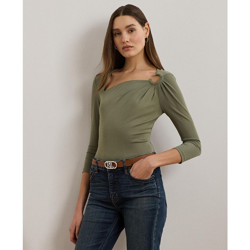 여성 스트래치 저지 언발 비대칭 탑 Women's Stretch Jersey Asymmetrical Top 20717046 Sage Green