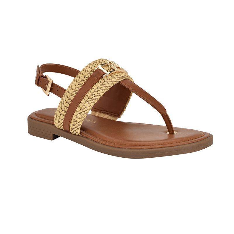 여성 플랫 샌들 Women's Carree T-Strap Flat Sandals 20898863 Raffia/Brown