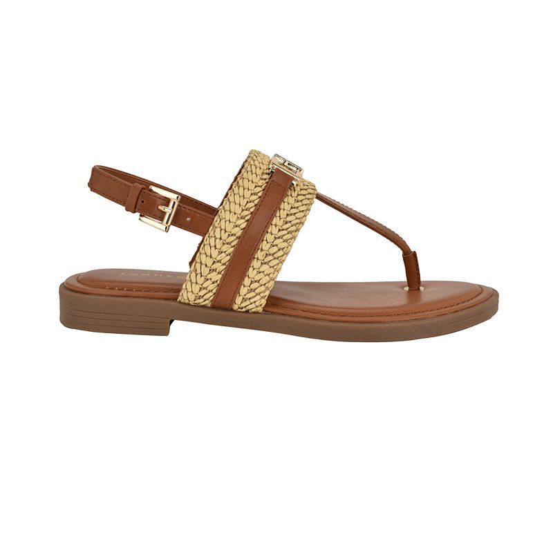 여성 플랫 샌들 Women's Carree T-Strap Flat Sandals 20898863 Raffia/Brown
