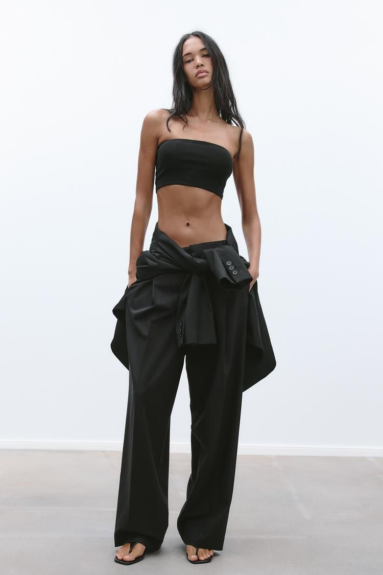 탑 RIBBED BANDEAU TOP 425595626