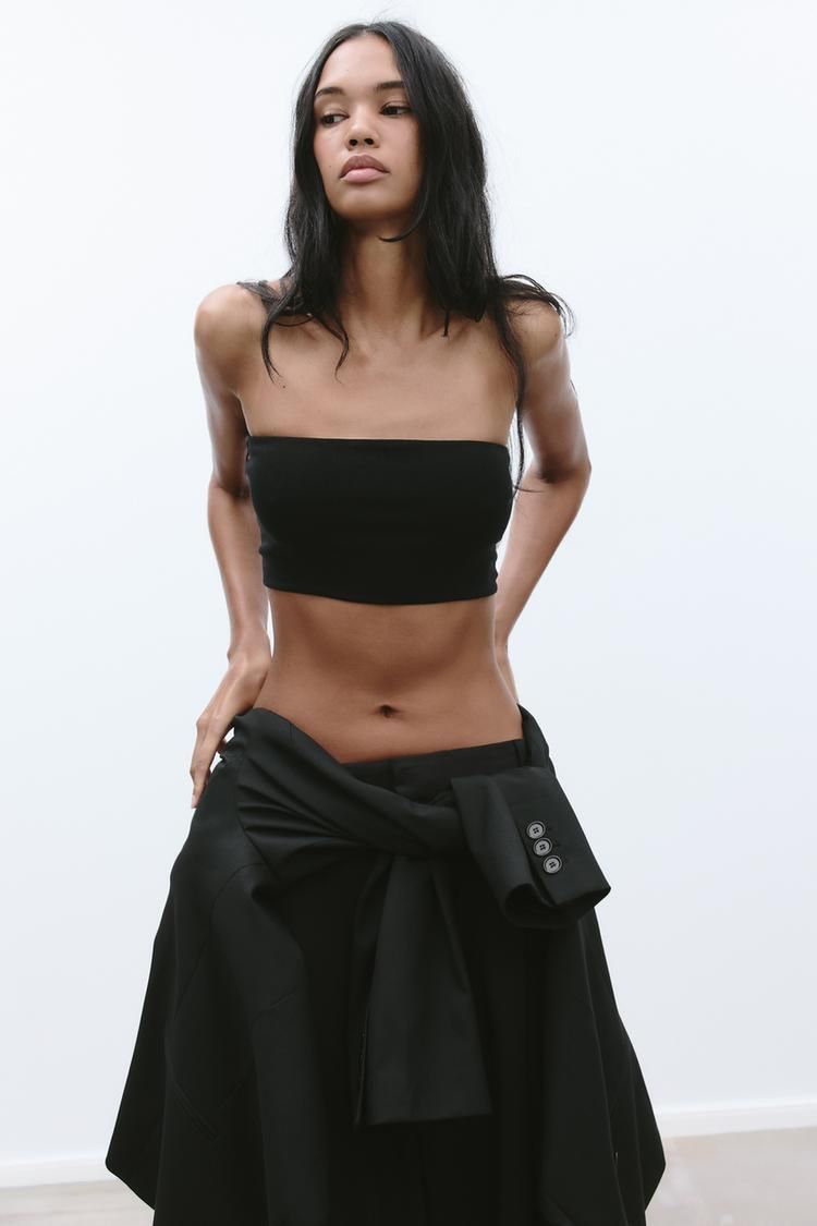 탑 RIBBED BANDEAU TOP 425595626