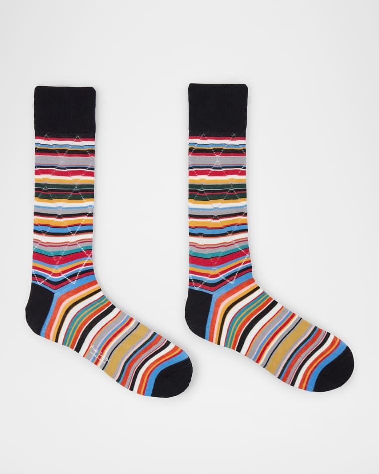 남성 스트라이프 크루넥 삭스 Men's Openwork Stripe Argyle-Overlay Crew Socks prod277140136STRIPED
