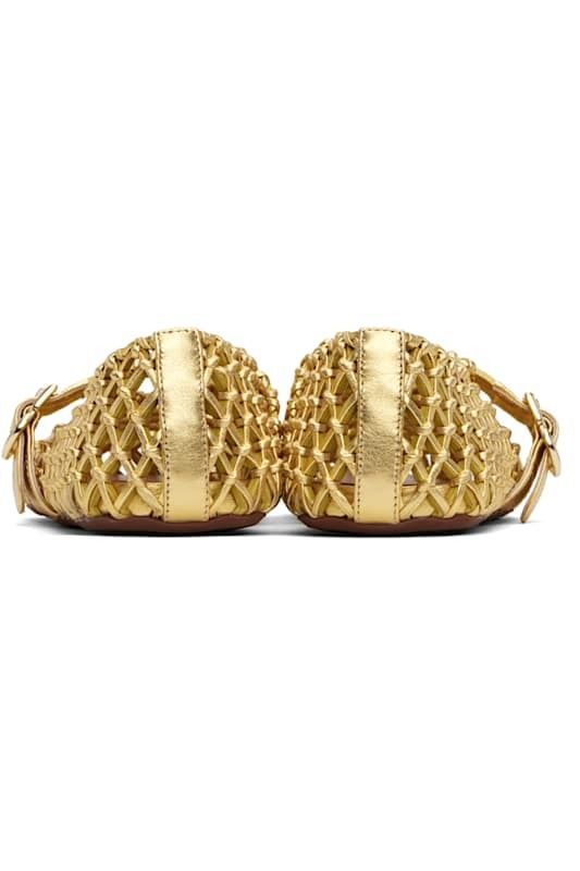 알라이아(Alaia) | 골드 브레이디드 발레리나 플랫슈즈 Gold Braided Goatskin Ballerina Flats 17821701 | 트렌비