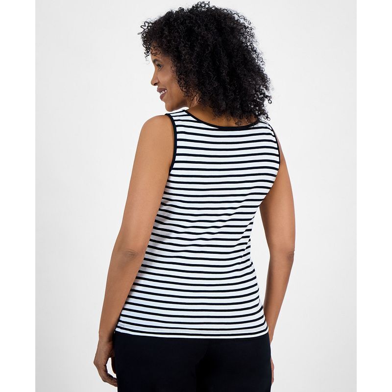 여성 코튼 탱크 탑 Women's Pima Cotton Scoop-Neck Tank Top, Exclusively at Macy's 19631391 Black White