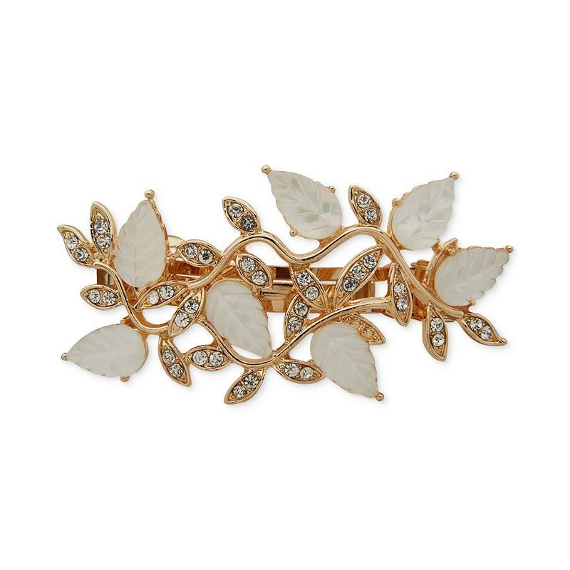 골드톤 믹스 스톤 헤어 Gold-Tone Mixed Stone Leaf Branch Hair Barrette  19950354 Silver