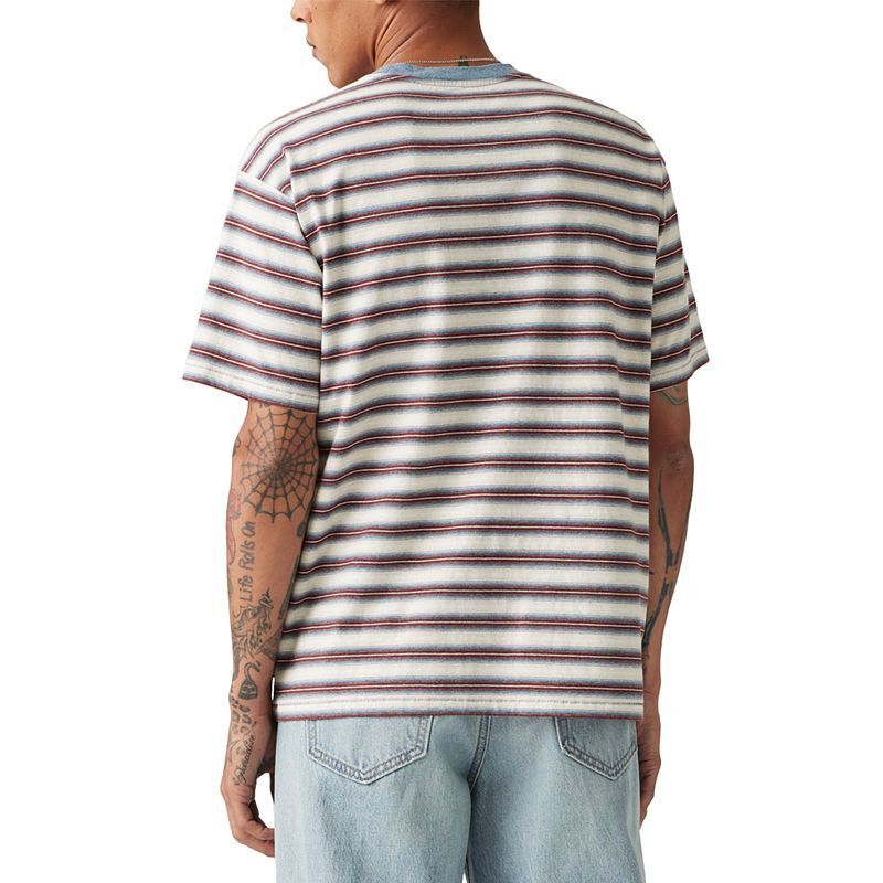 남성 레드 빈티지 숏 슬리브 스트라이프 크루넥 티셔츠 Men's Red Tab Vintage Short Sleeve Striped Crewneck T-Shirt 21171680 Stripe Porridge