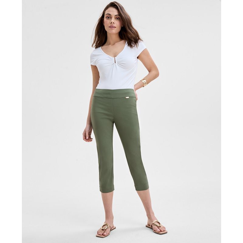 여성 팬츠 Women's Tummy-Control Pull-On Capri Pants, Created for Macy's 15956566 Olivine