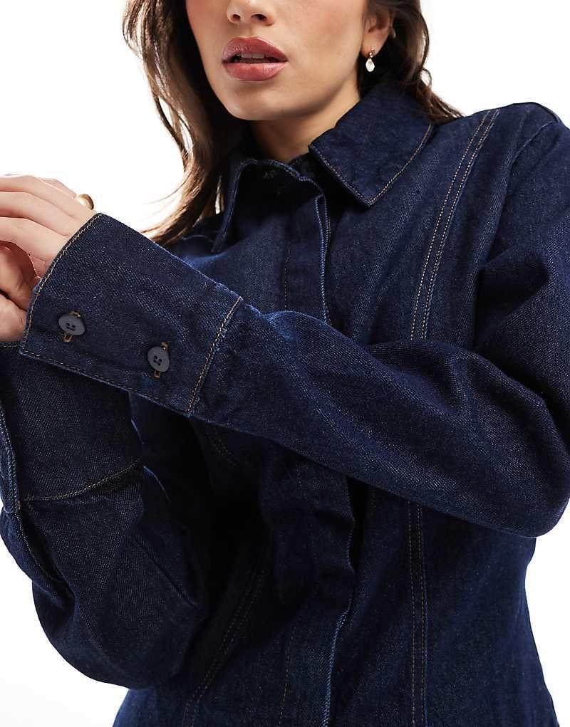 Tailliertes Jeanshemd in Rinse-Waschung 207567115Dunkelblau