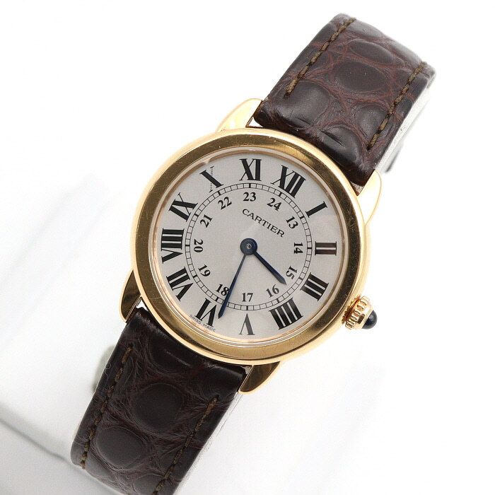 중고 롱드솔로 29MM 쿼츠 가죽밴드 여성 시계 aa49103