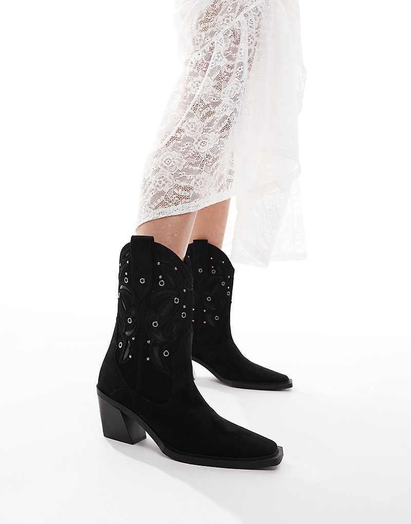 블랙 & Roan   Westernstiefel in Schwarz mit Verzierung und Absatz 207818571Schwarz