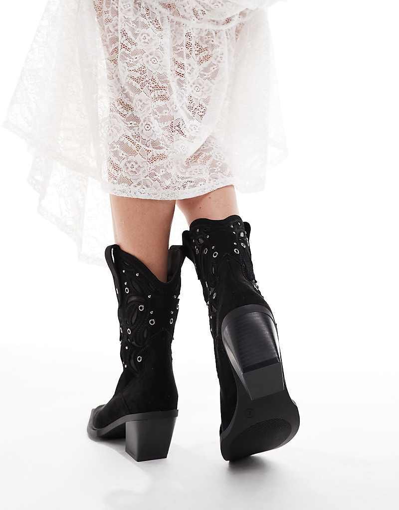 블랙 & Roan   Westernstiefel in Schwarz mit Verzierung und Absatz 207818571Schwarz