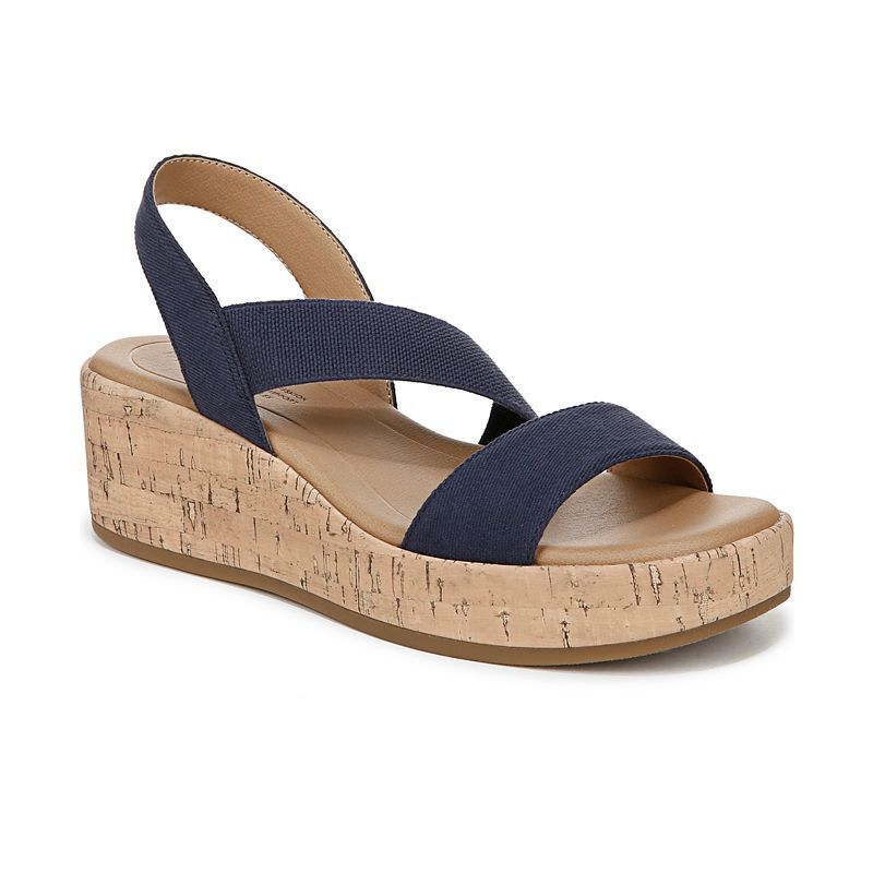 여성 오데뜨 스퀘어 오픈 웨지 샌들 Women's Odette Square Open Toe Wedge Sandals 20620786 Lux Navy Fabric