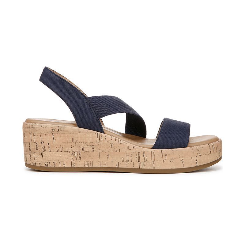 여성 오데뜨 스퀘어 오픈 웨지 샌들 Women's Odette Square Open Toe Wedge Sandals 20620786 Lux Navy Fabric