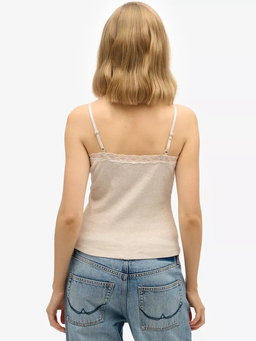 에센셜 레이스 트리밍 캐미솔 탑 크림 Essential Lace Trim Cami Top, Oat Cream Marl 113463917