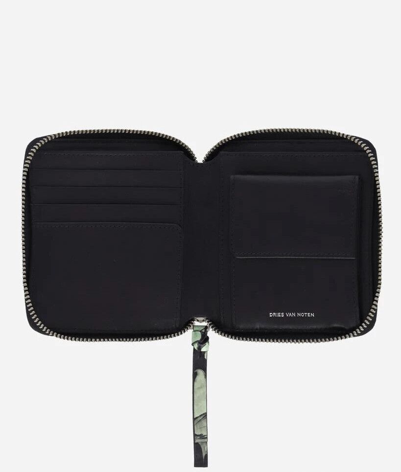 折りたたみ財布 DRIES VAN NOTEN | SUMINAGASHI FLOWER SQUARE ZIP WALLET GREEN Square zip wallet - Autumn-Winter Men | Dries Van Noten