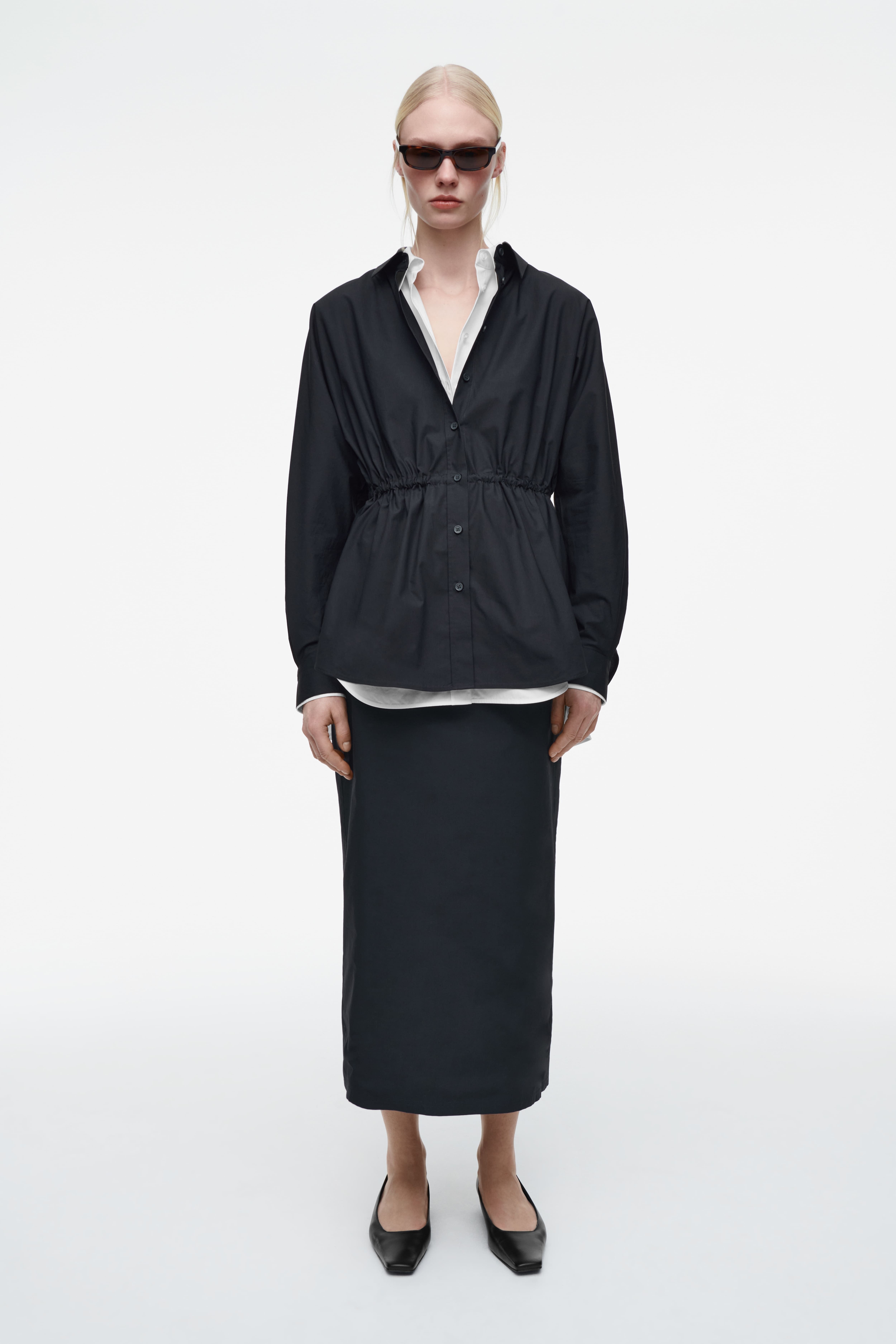 코튼 드로우스트링 미디 스커트 COTTON DRAWSTRING MIDI SKIRT 1283702001