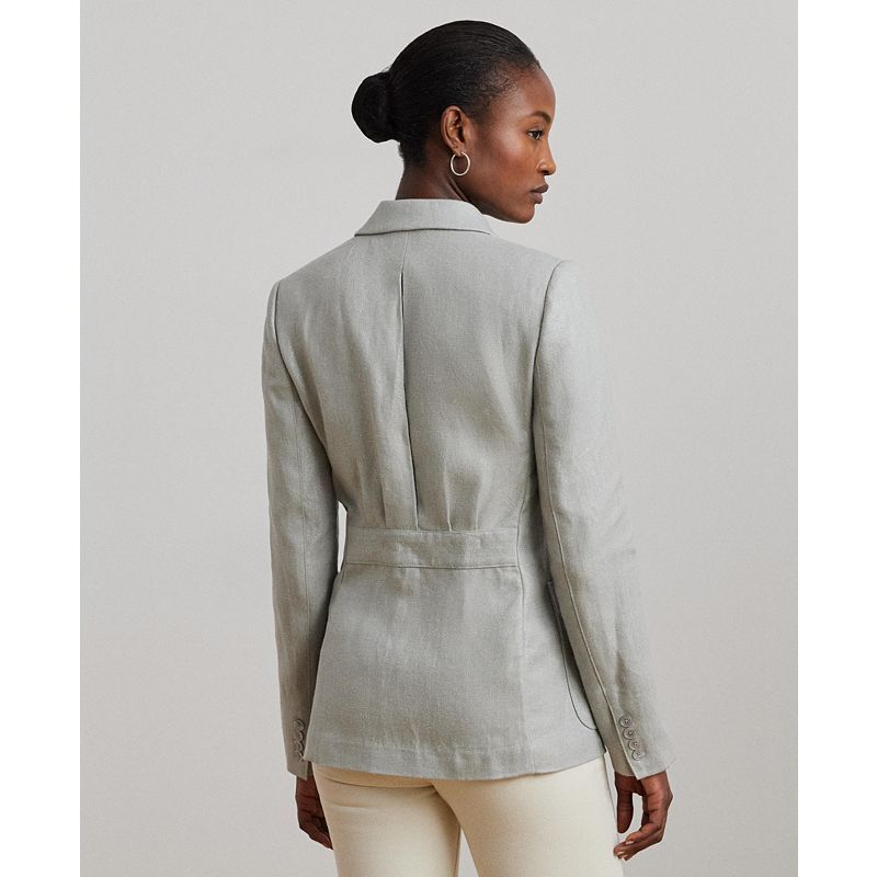 여성 블레이저 Women's Foiled Linen-Cotton Blazer 20899444 Light Blue/Silver Foil