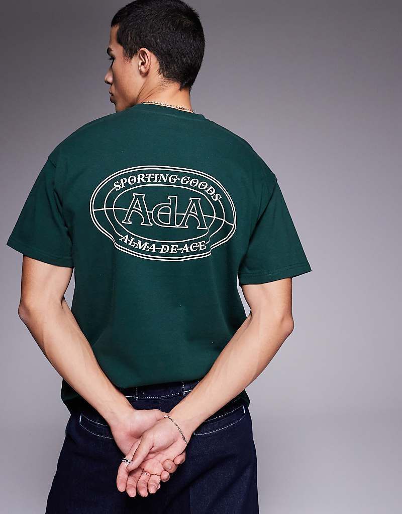 알마 드 에이스 티셔츠 Alma de Ace   T-Shirt in Grun mit Grafikprint am Rucken, 240 g/m² 207923662Dunkelgrün