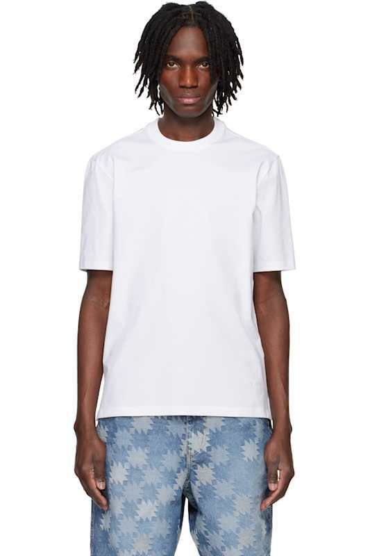 화이트 자수 로고 티셔츠 White Embroidered Logo T-shirt 17357121
