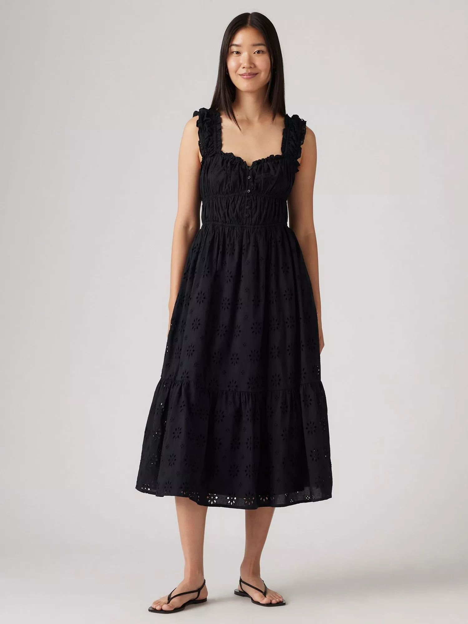 맥시 드레스 블랙 Amaya Tiered Maxi Dress, Black 113303822