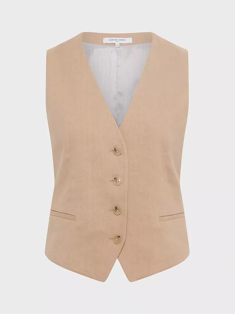 린넨 리치 조끼 코트 Rimelle Linen Rich Waistcoat, Sand 113073361