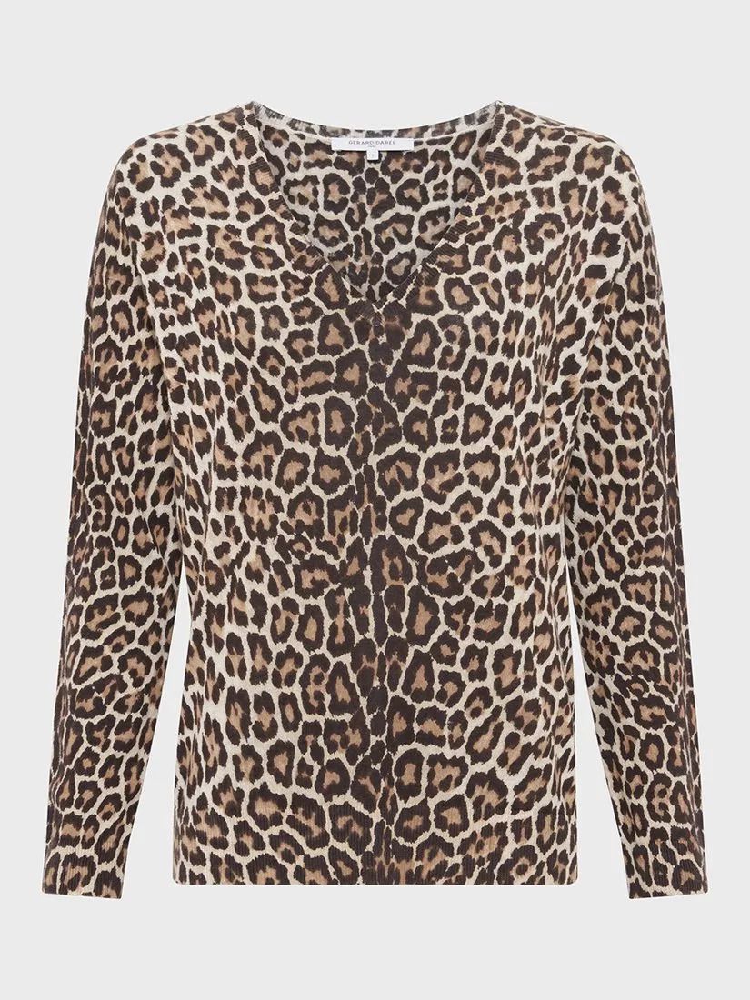 레오파드 프린트 린넨 코튼 점퍼 브라운 멀티 Jazia Leopard Print Linen Cotton Jumper, Brown Multi 113118016