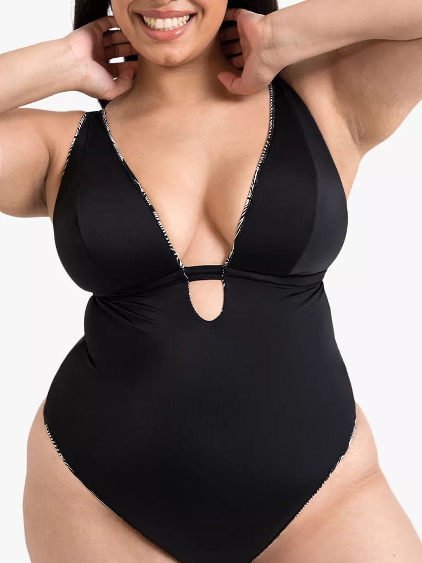 리버시블 수영복 블랙 프린트 Ripple Reef Reversible Swimsuit, Black Print 113274989