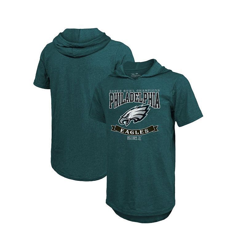 남성 미드나잇 그린 수퍼 후디 티셔츠 Threads Men's Midnight Green Philadelphia Eagles Super Bowl LIX Champions Coffin Corner Tri-Blend Hoodie T-Shirt 21466201 Green