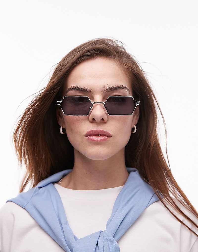 Fiji   Rechteckige Sonnenbrille aus Metall in Silberoptik 207797512SILBER