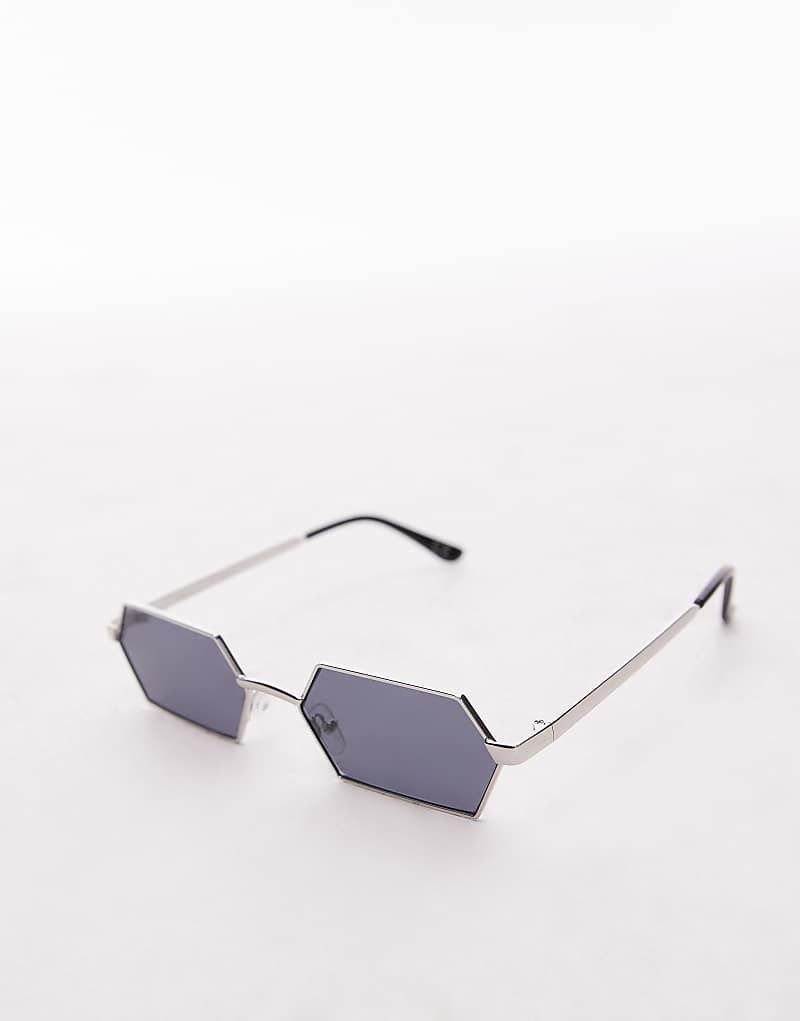Fiji   Rechteckige Sonnenbrille aus Metall in Silberoptik 207797512SILBER