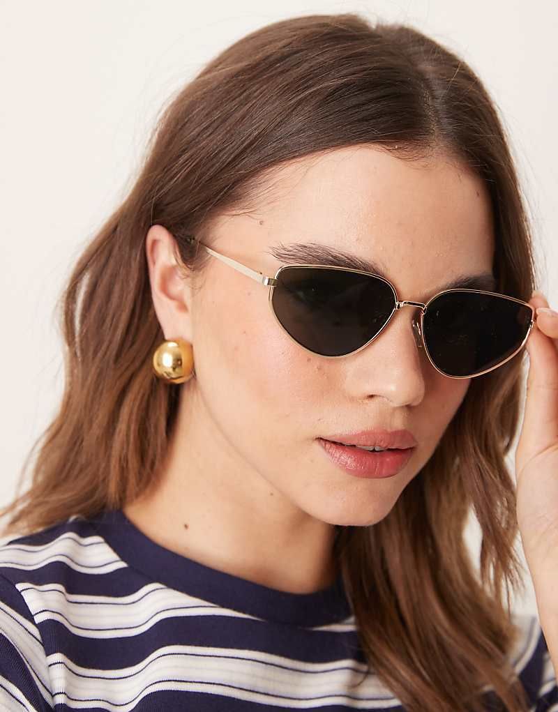 골드 Cat-Eye-Sonnenbrille aus Metall in glanzendem Gold 207806100Gold