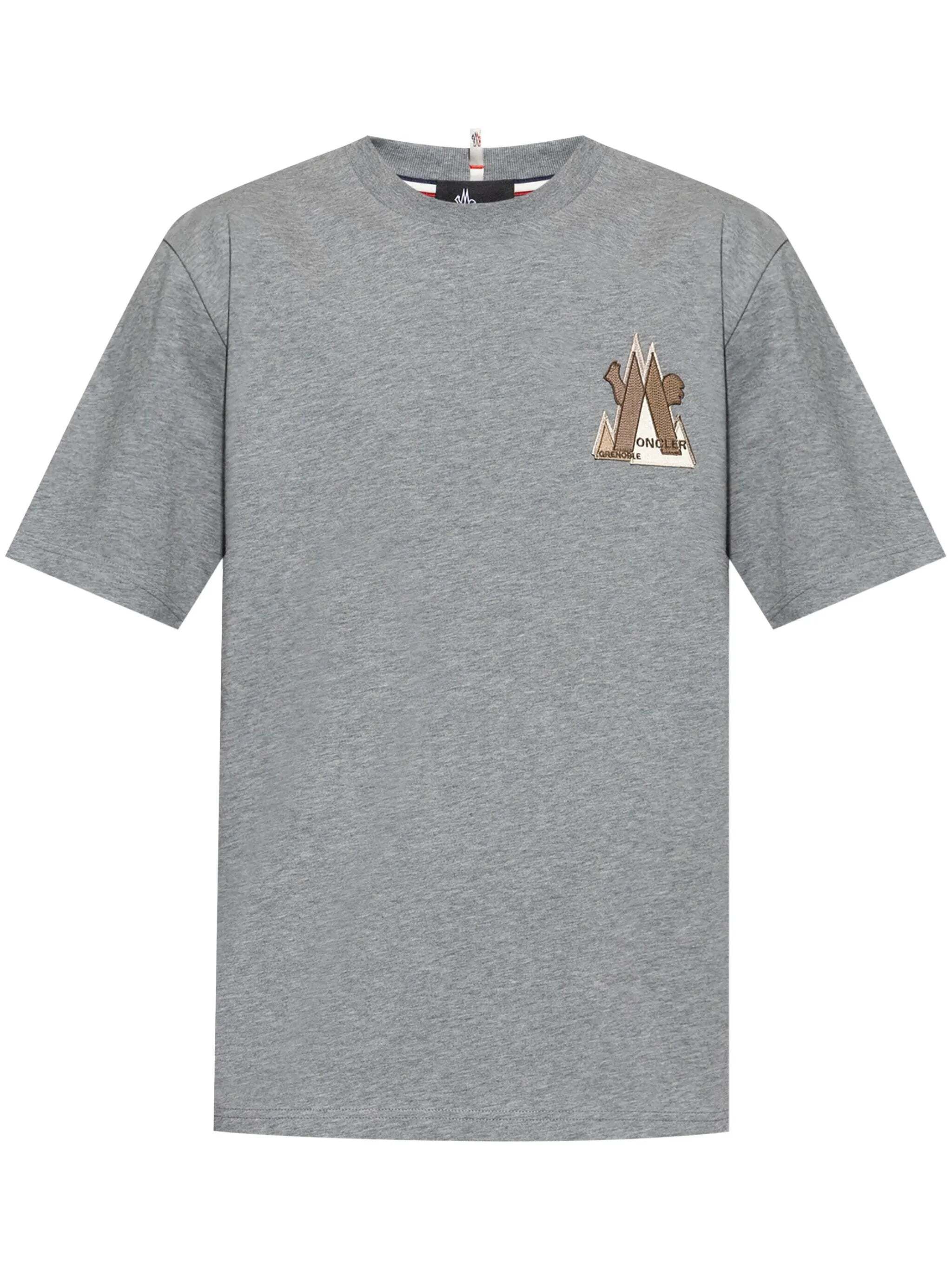 몽클레어 그래노블 마운틴 로고 자수 티셔츠 그레이 MONCLER GRENOBLE Mountain Logo Embroidered T-Shirt Grey J20978C0000383927984