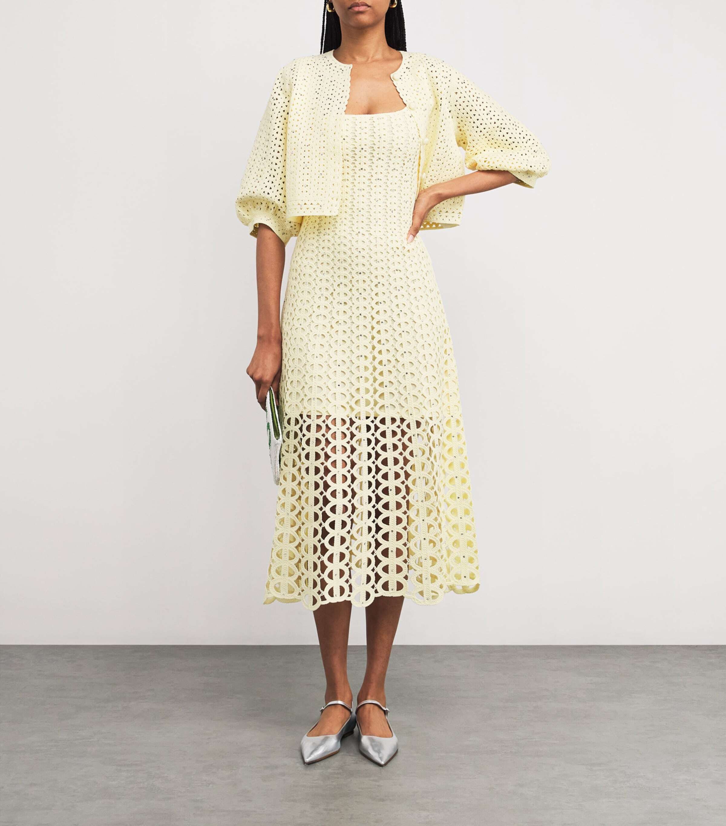 엠보 미디 드레스 Crocheted Embellished Midi Dress 000000000007706096