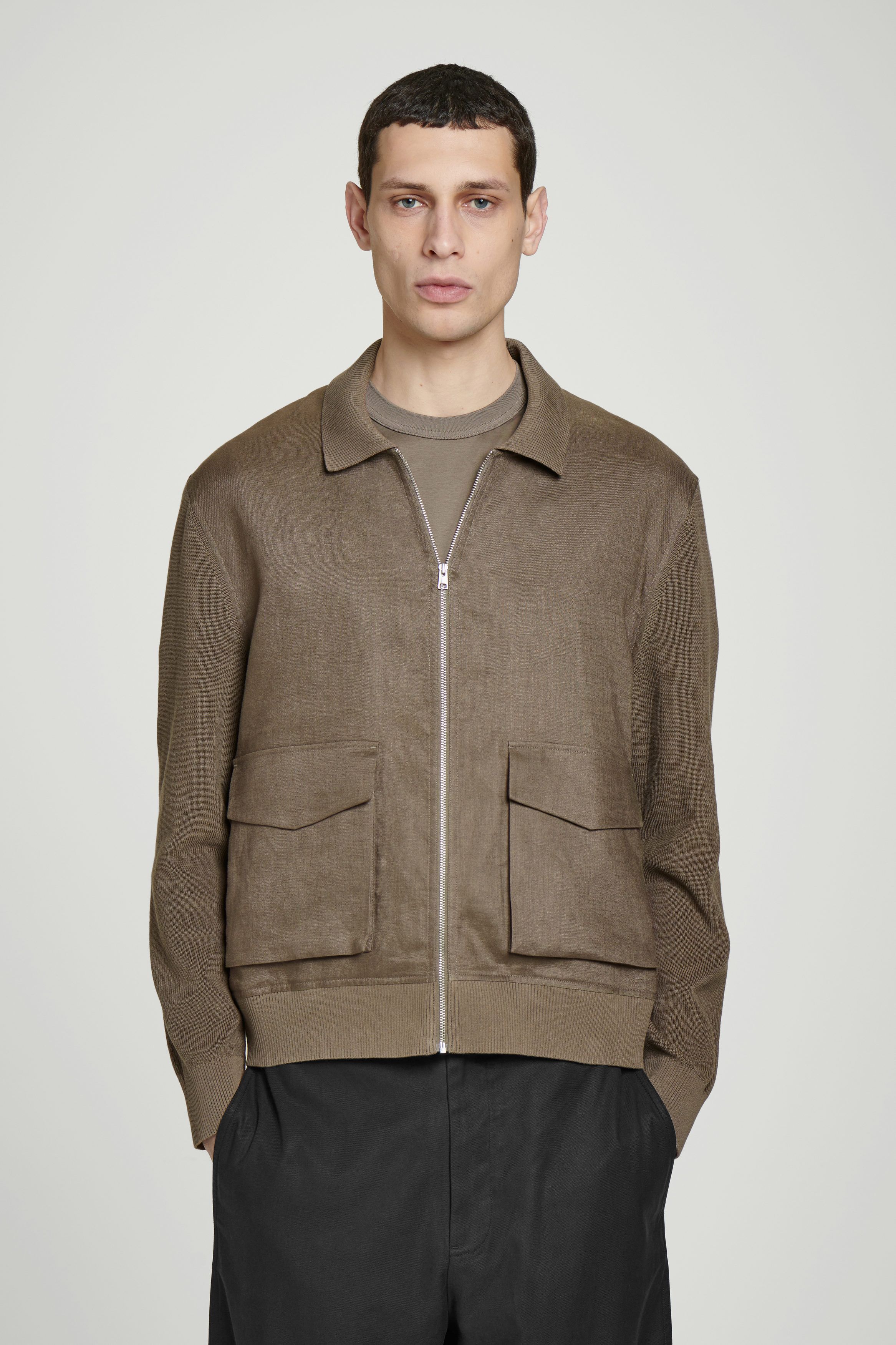 린넨 자켓 KNITTED-PANEL LINEN JACKET 1263817001
