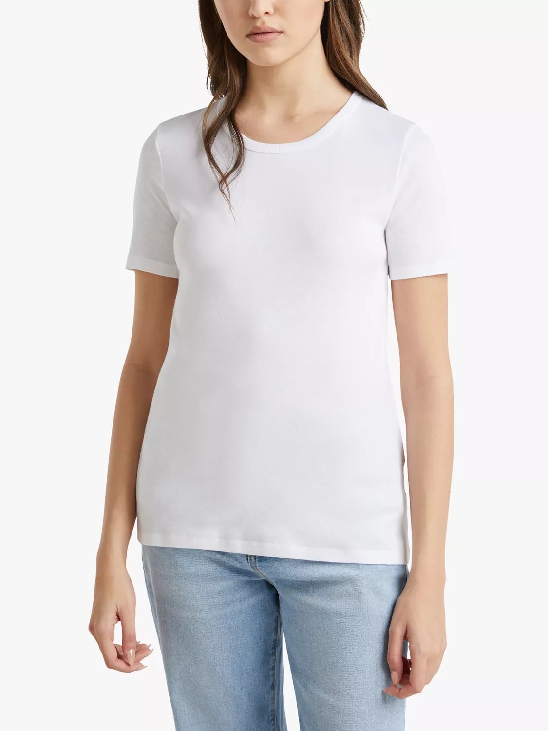 라운드 넥 티셔츠 Fine Rib Round Neck T-Shirt 113480993 Optical White