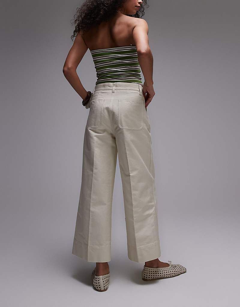 바지 코튼 ARKET   Weit geschnittene, knochellange Hose aus strukturierter Baumwolle in Hellbeige 208243421Hellbeige