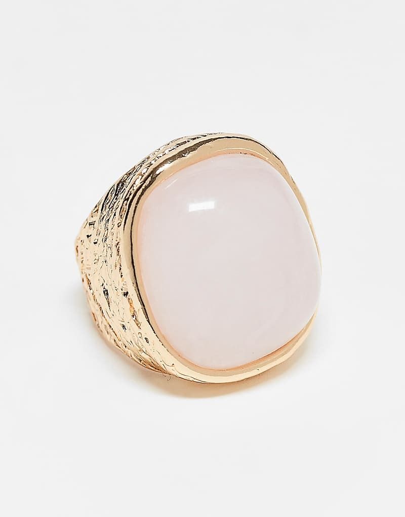 Goldfarbener Oversize-Ring mit Quarzstein aus Kunstharz 208070365Gold