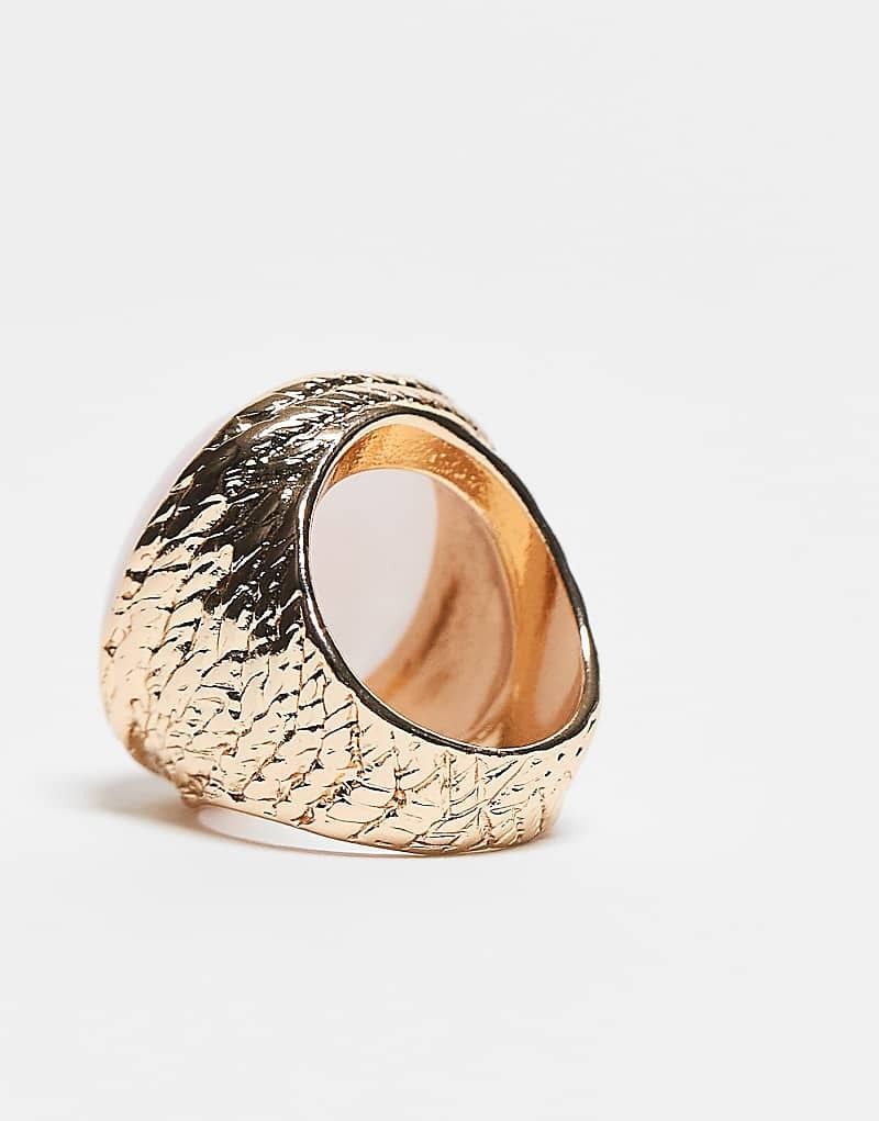 Goldfarbener Oversize-Ring mit Quarzstein aus Kunstharz 208070365Gold