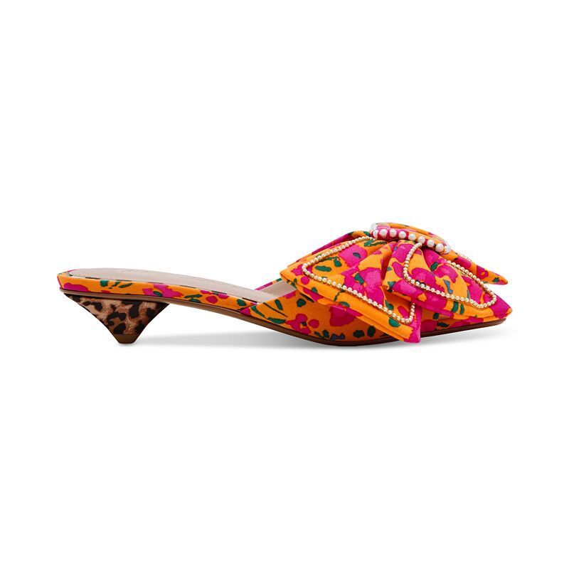 여성 보우 스카프 트윌리 샌들 Women's Aylah Bow Kitten-Heel Sandals 20462003 Orange Floral