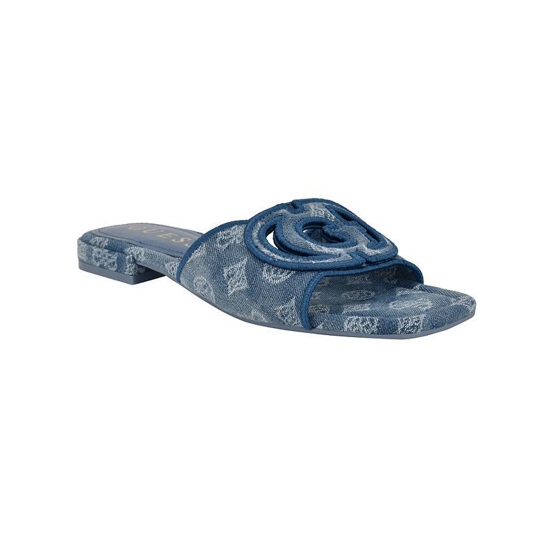 여성 원 슬립 플랫 샌들 Women's Tarishae One Band Quattro-G Slip On Flat Sandals 20219162 Medium Blue/White Logo
