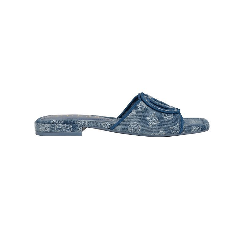 여성 원 슬립 플랫 샌들 Women's Tarishae One Band Quattro-G Slip On Flat Sandals 20219162 Medium Blue/White Logo