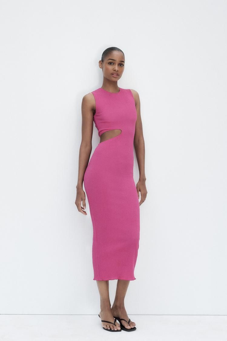 롱 텍스쳐드 컷아웃 드레스 LONG TEXTURED CUT-OUT DRESS 438342740